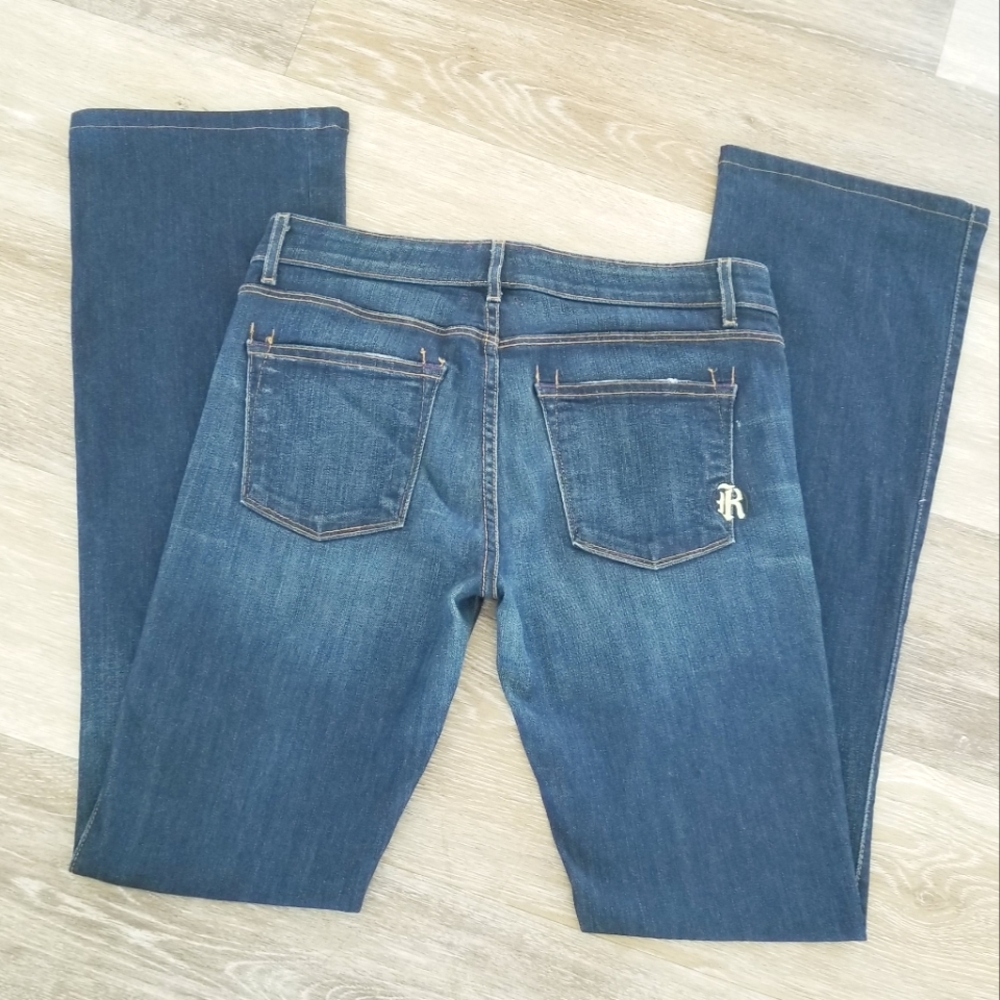 Rich & Skinny Storm Dark Blue Boot Cut Flare Denim Jeans Long Stretch USA made - Picture 1 of 14